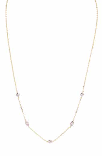 Two-Tone Cubic Zirconia Station Necklace