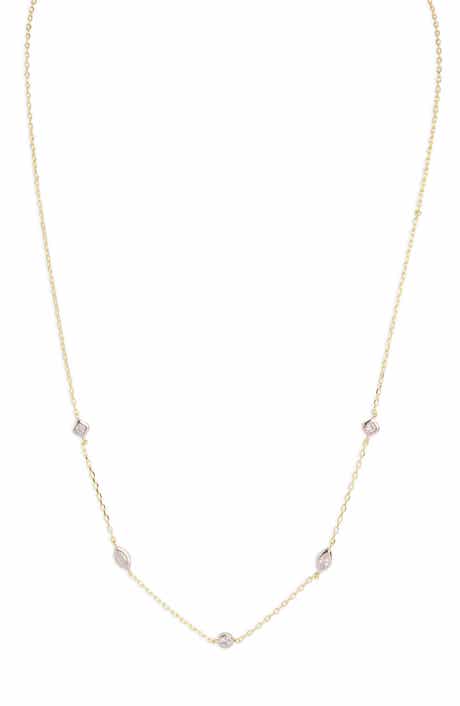 Two-Tone Cubic Zirconia Station Necklace