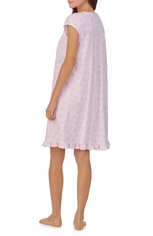 Shop Eileen West Floral Cap Sleeve Short Cotton Jersey Nightgown In Pink/print