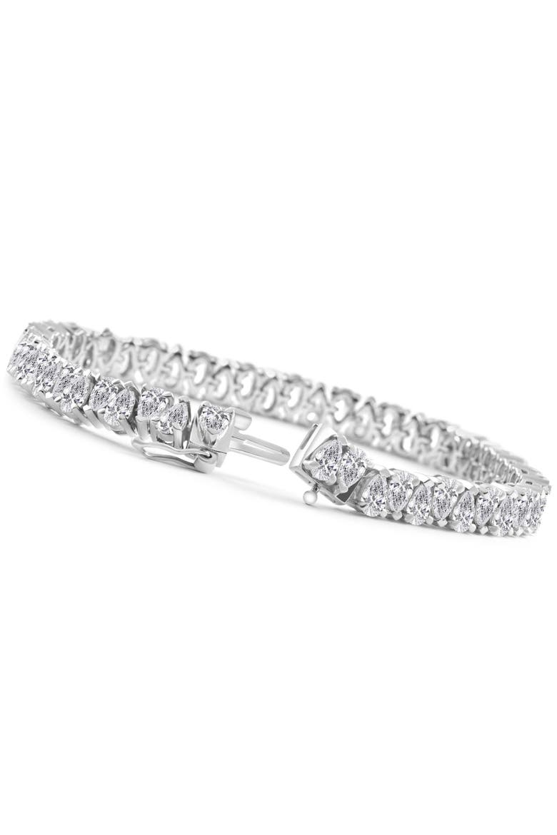 10Ct Pear Shape Diamond Tennis Bracelet Wide 14k Gold Lab Grown, Alternate, color, 14k White Gold