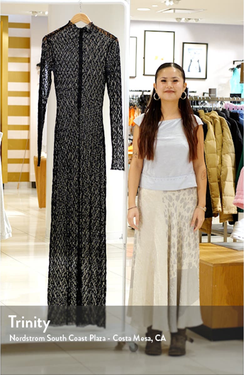 Mock Neck Long Sleeve Sheer Lace Maxi Dress, sales video thumbnail