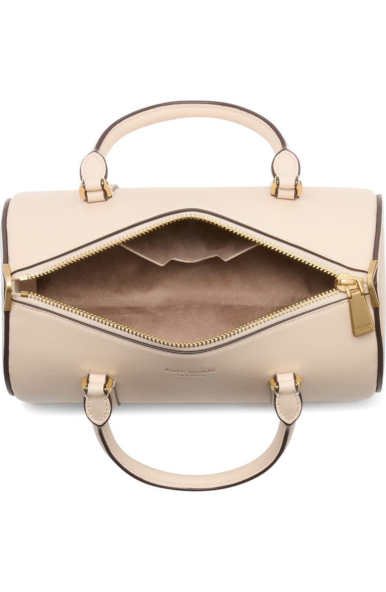 Kate Spade New York spade icon fine grain leather barrel bag, Alternate, color, Milk Glass