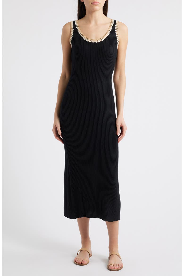 Colleen Cotton Sweater Midi Dress, Main, color, BLACK