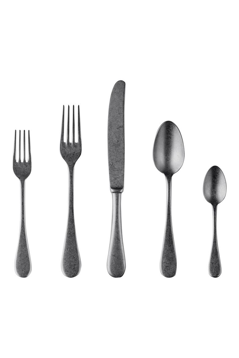 Distressed 5-Piece Place Setting, Main, color, BLACK