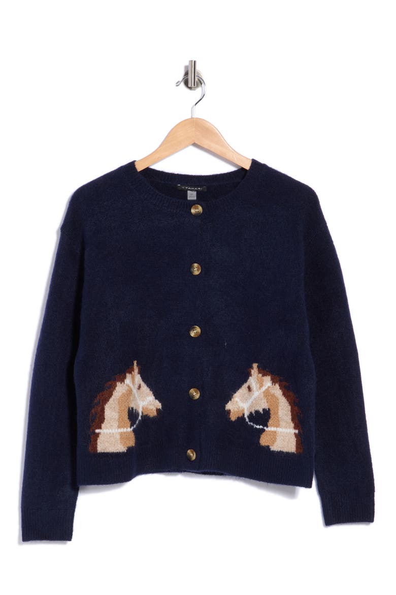 Horse Cardigan, Main, color, NAVY