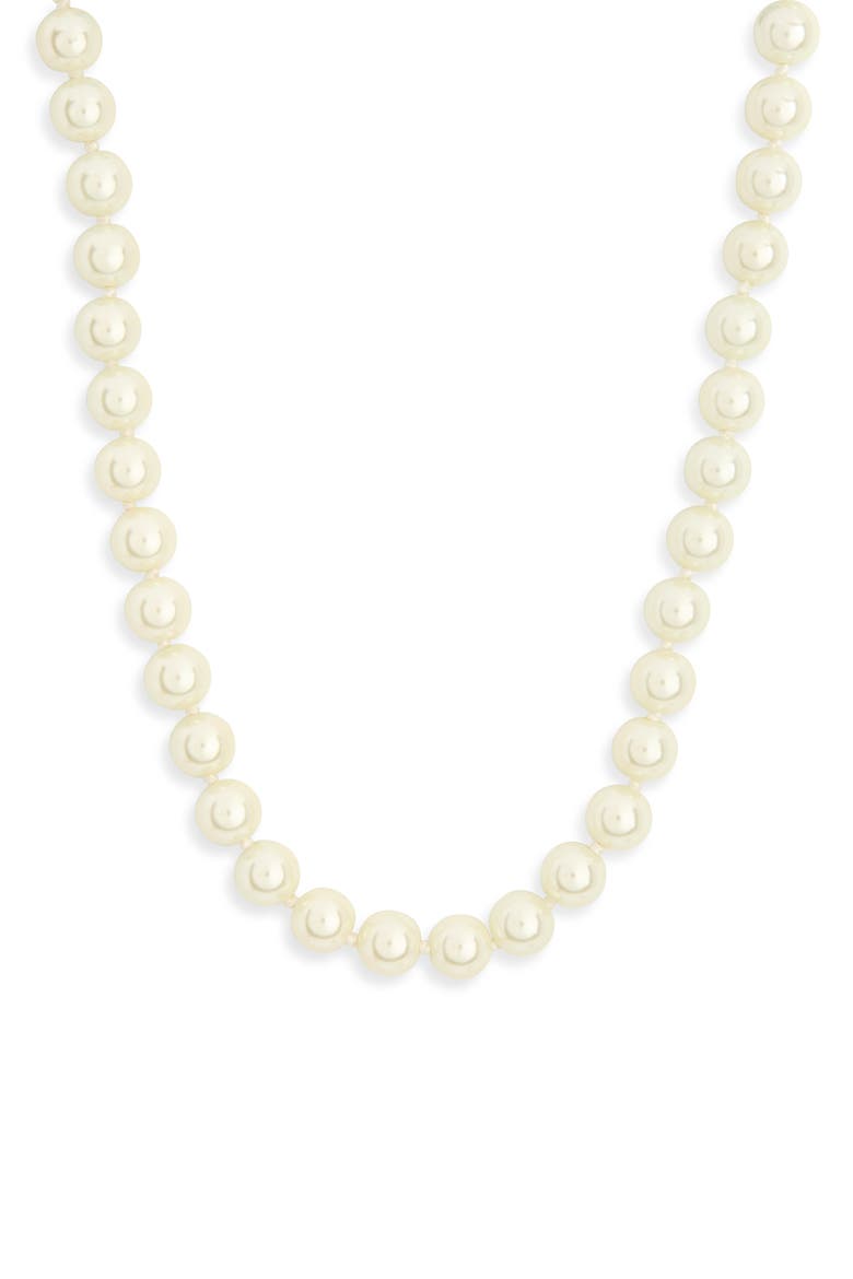 Faux Pearl Necklace, Main, color, WHITE PEARL