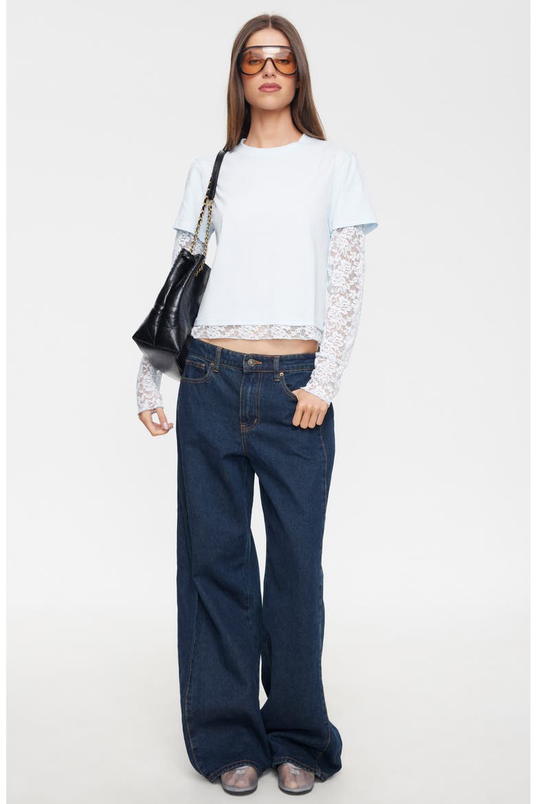 Baby Bottega Lace Trim Layered Tee, Alternate, color, SOFT BLUE