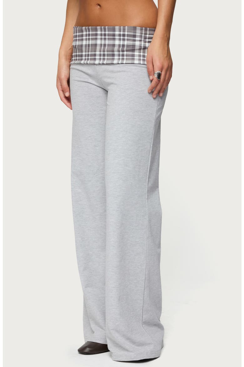 Kimmy Plaid Foldover Pants, Alternate, color, GRAY