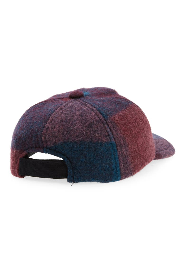 Tyron Logo Check Blanket Baseball Cap, Alternate, color, DARK PLUM