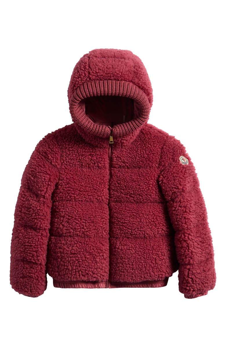 Moncler Kids' Adalbertas Hooded Faux Fur Jacket, Main, color, Dark Pink