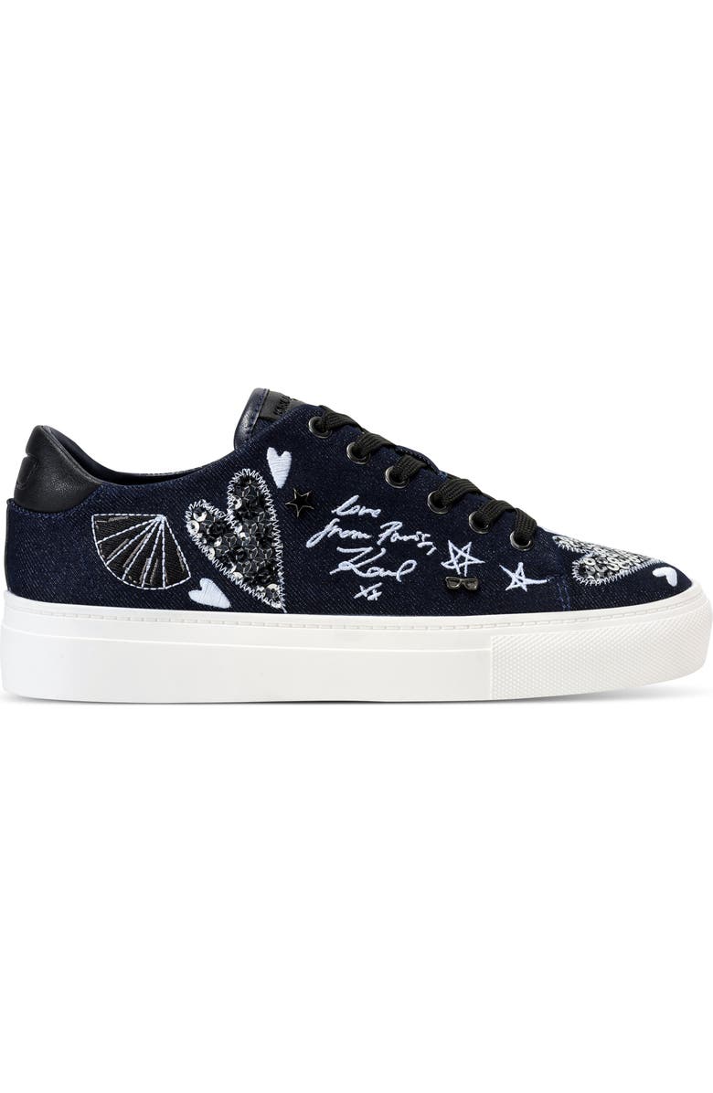 KARL LAGERFELD PARIS Cate Ikonic Sneaker, Alternate, color, Dark Navy/ Black