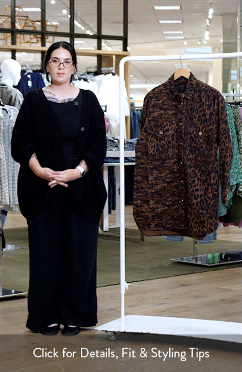 Faye Camo & Leopard Long Sleeve Shacket Minidress, sales video thumbnail