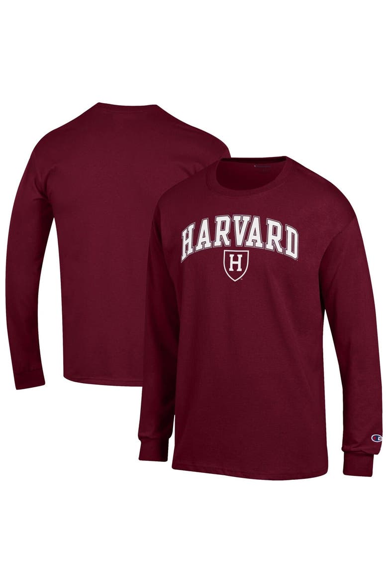 Men's Champion  Crimson Harvard Crimson Arch Over Logo Long Sleeve T-Shirt, Main, color, Crimson