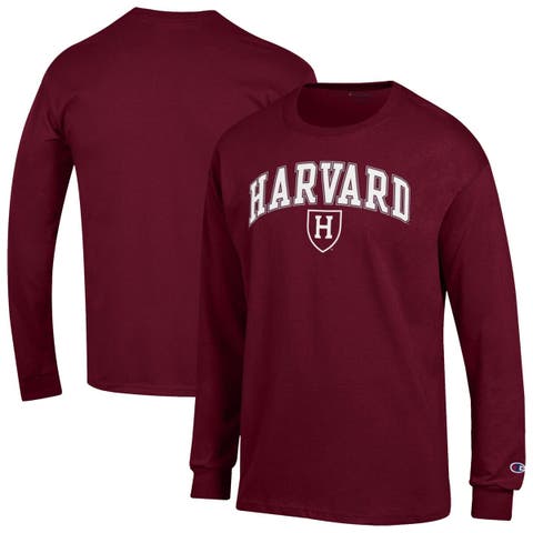 Men's Champion  Crimson Harvard Crimson Arch Over Logo Long Sleeve T-Shirt