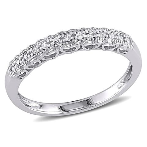 Diamond Heart Anniversary Band Ring 10K