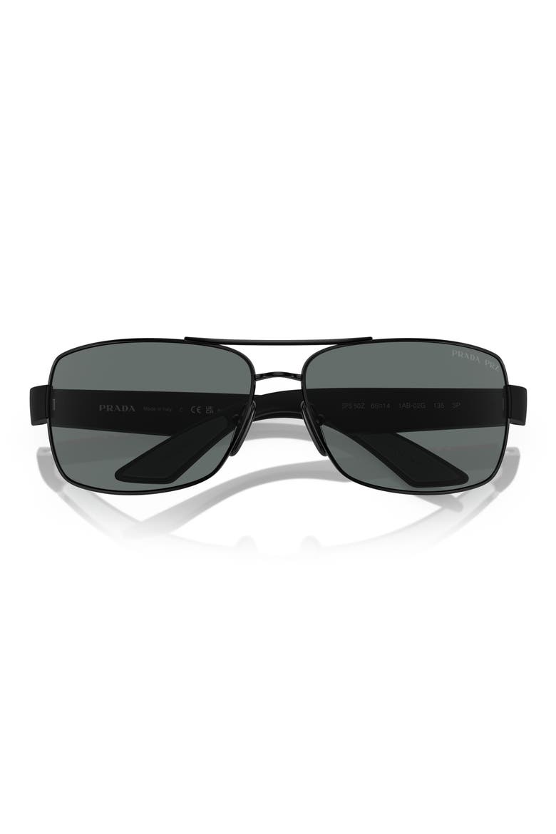 65mm Oversize Polarized Pillow Sunglasses, Alternate, color, BLACK