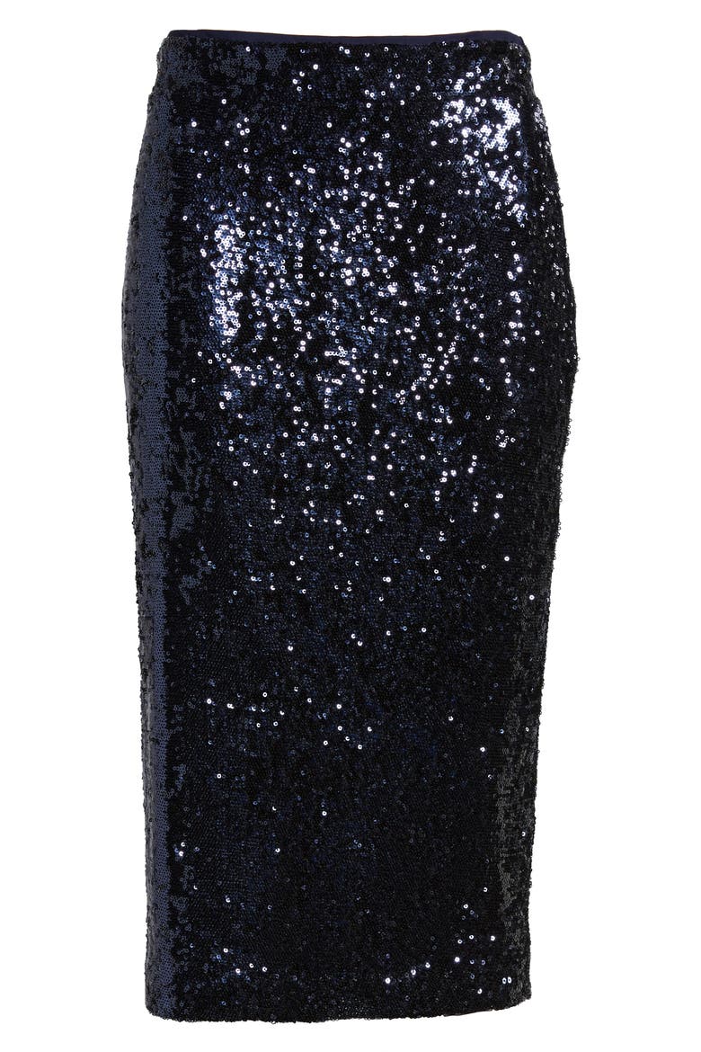 Sequin Pencil Skirt, Alternate, color, NAVY MINI SEQUINS