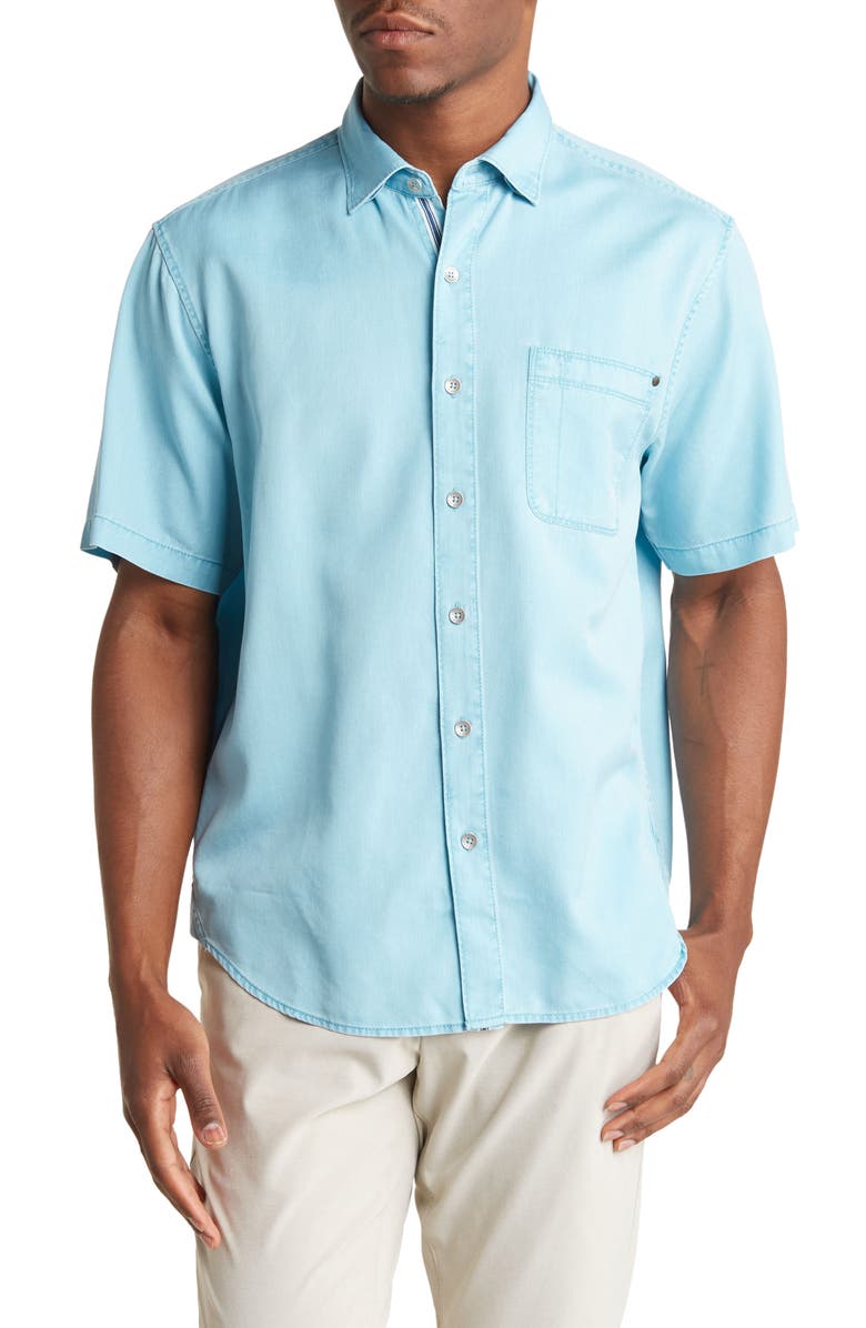 Tommy Bahama Tahitian Twilly Short Sleeve Cotton & Tencel<sup>®</sup> Button-Up Shirt, Main, color,