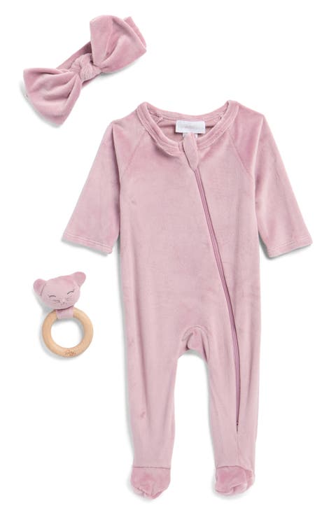 Stretchy Velvet 3-Piece Footie Set