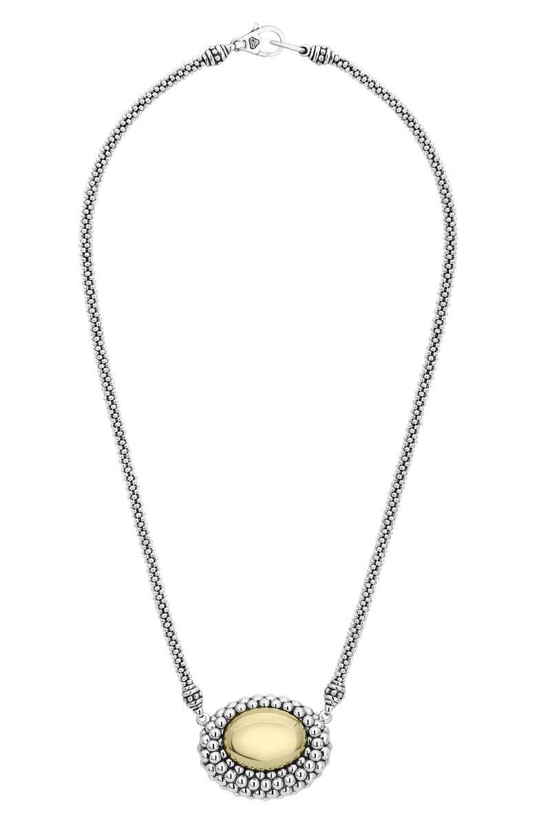 LAGOS High Bar Caviar Oval Pendant Necklace, Main, color, 