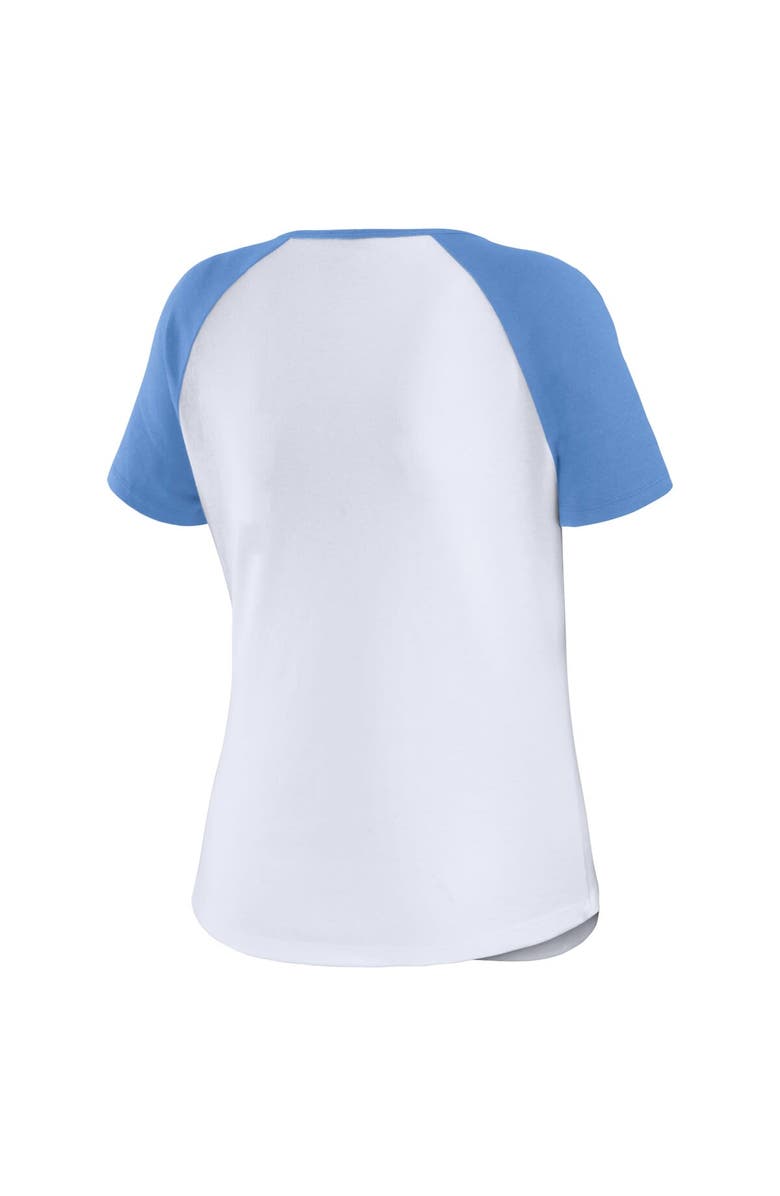 WEAR by Erin Andrews Women's WEAR by Erin Andrews White North Carolina Tar Heels Baseball Logo Raglan Henley T-Shirt, Alternate, color, White