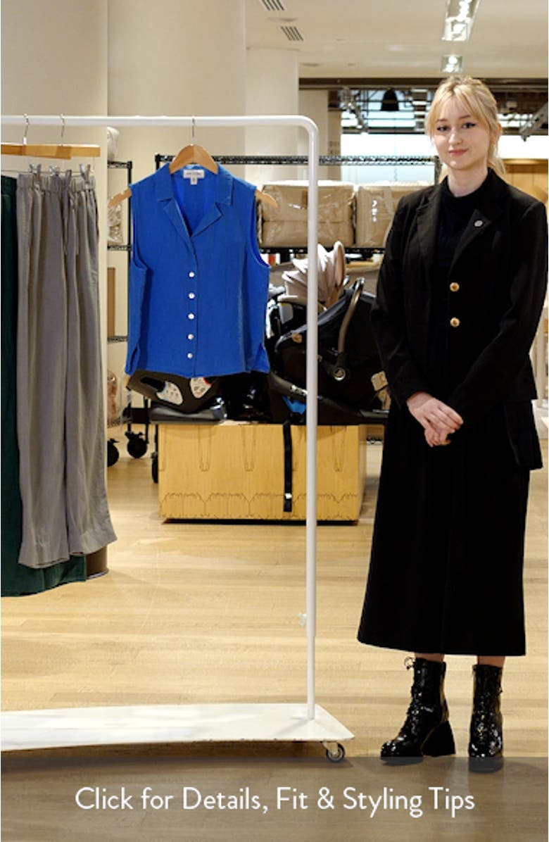 Notch Collar Sleeveless Button-Up Shirt, sales video thumbnail