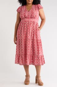 MAX STUDIO V-Neck Flutter Sleeve Maxi Dress
