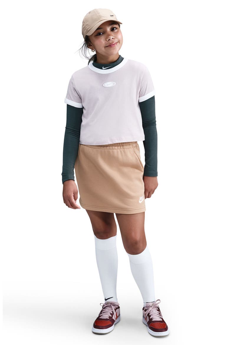 Kids' Sportswear Club Fleece Pull-On Skirt, Main, color, HEMP/ HEMP/ WHITE