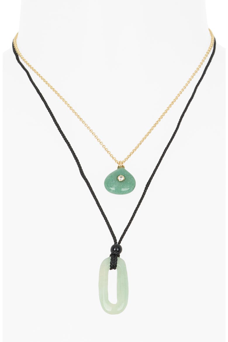 Set of 2 Cord Necklaces, Alternate, color, GREEN MULTI- BLACK