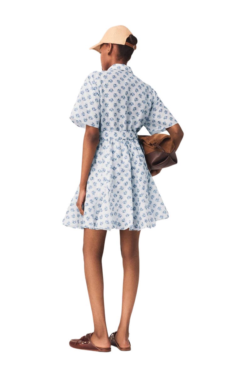 maje Short patterned linen-blend dress, Alternate, color, Blue Small Flowers Print