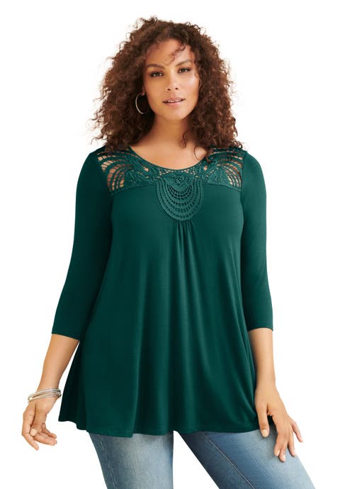 Lace Embellished Swing Ultra Femme Top