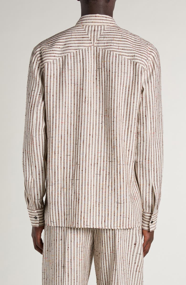 Bottega Veneta Flecked Stripe Button-Up Shirt, Alternate, color, 9236 Talc/ Loam