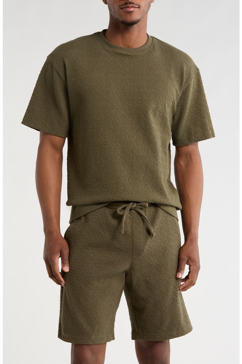 Textured Knit T-Shirt & Shorts Set, Main, color, OLIVE