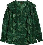 SUGARLIPS Woodland Floral Print Ruffle Top