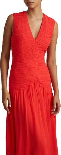 Saffy Ruched Mesh Midi Dress