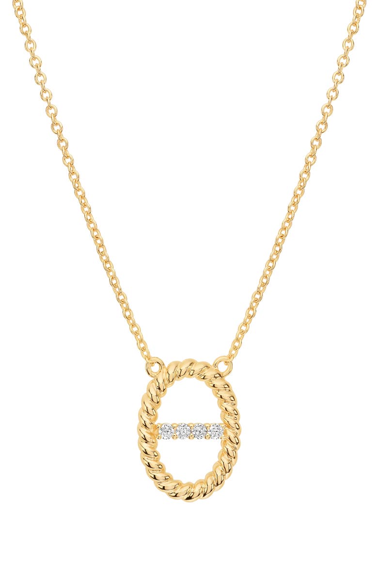 Dolce Sole Oval Pavé Cubic Zirconia Pendant Necklace, Main, color, GOLD