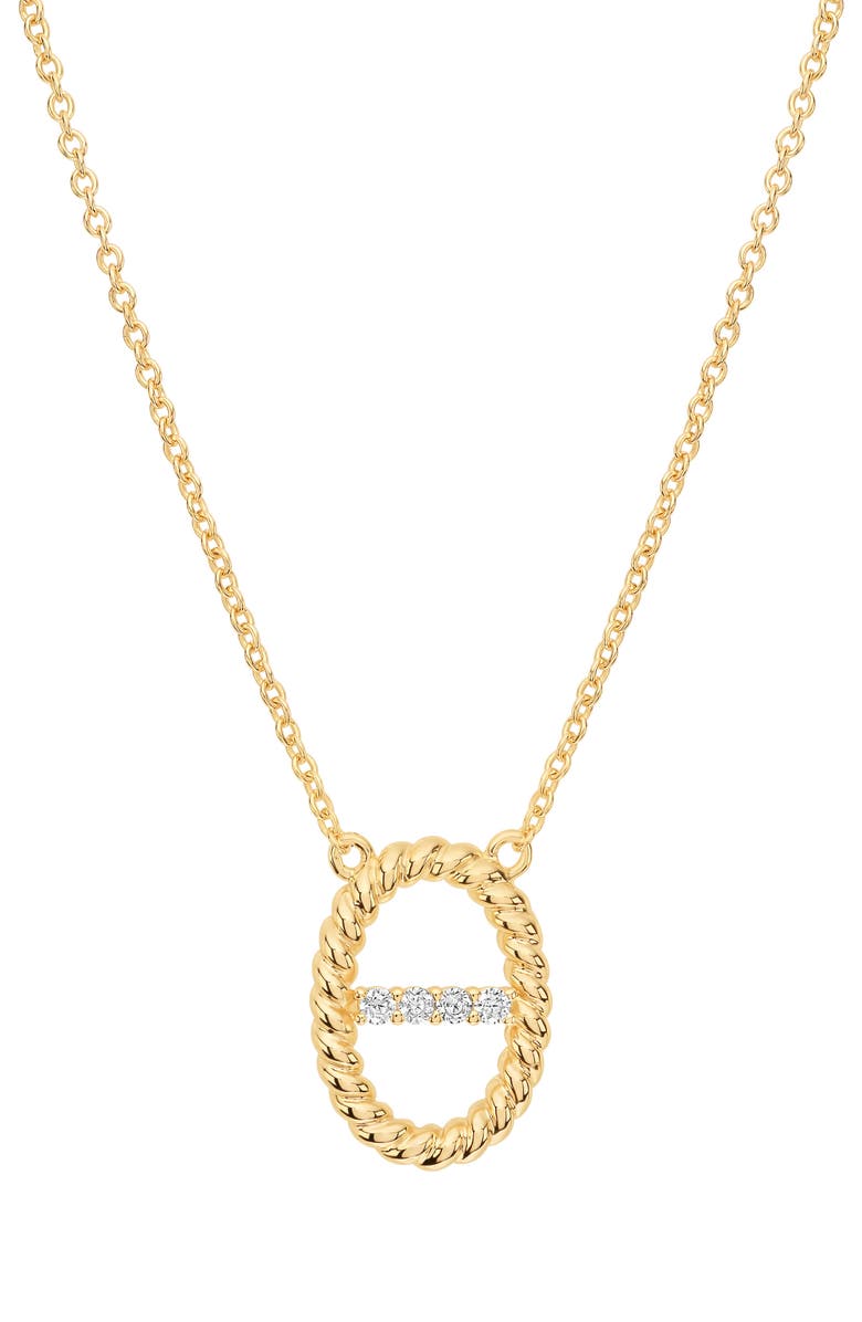 ATHRA LUXE Dolce Sole Oval Pavé Cubic Zirconia Pendant Necklace, Main, color, Gold