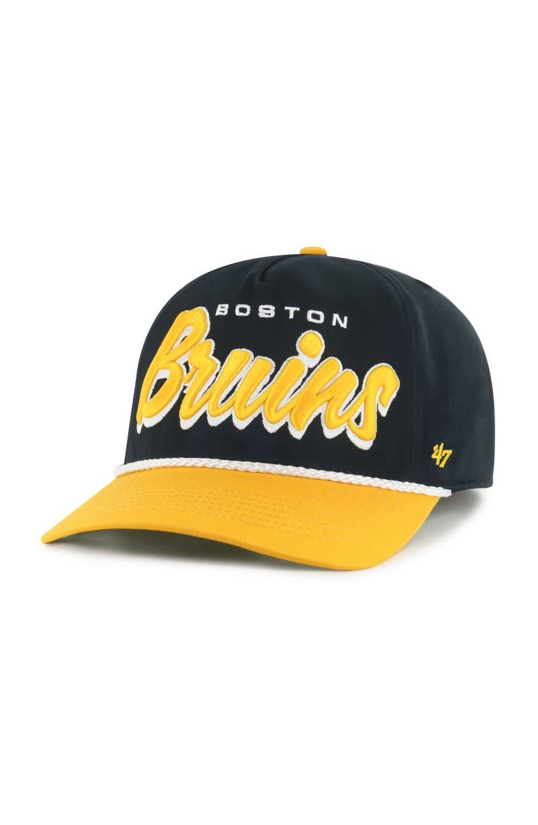 '47 Men's '47 Black/Gold Boston Bruins Dropshadow Rope Hitch Adjustable Hat, Alternate, color, Black