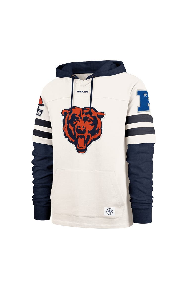 Men's '47  Cream Chicago Bears Split Zone Cornerback Duo Lacer Hoodie, Alternate, color, Cream