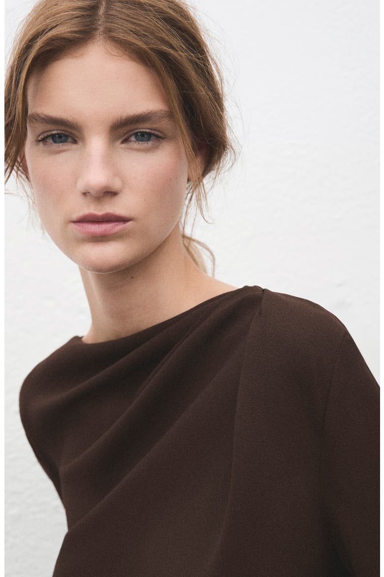 Long Sleeve Drape Bateau Neck Top, Alternate, color, BROWN