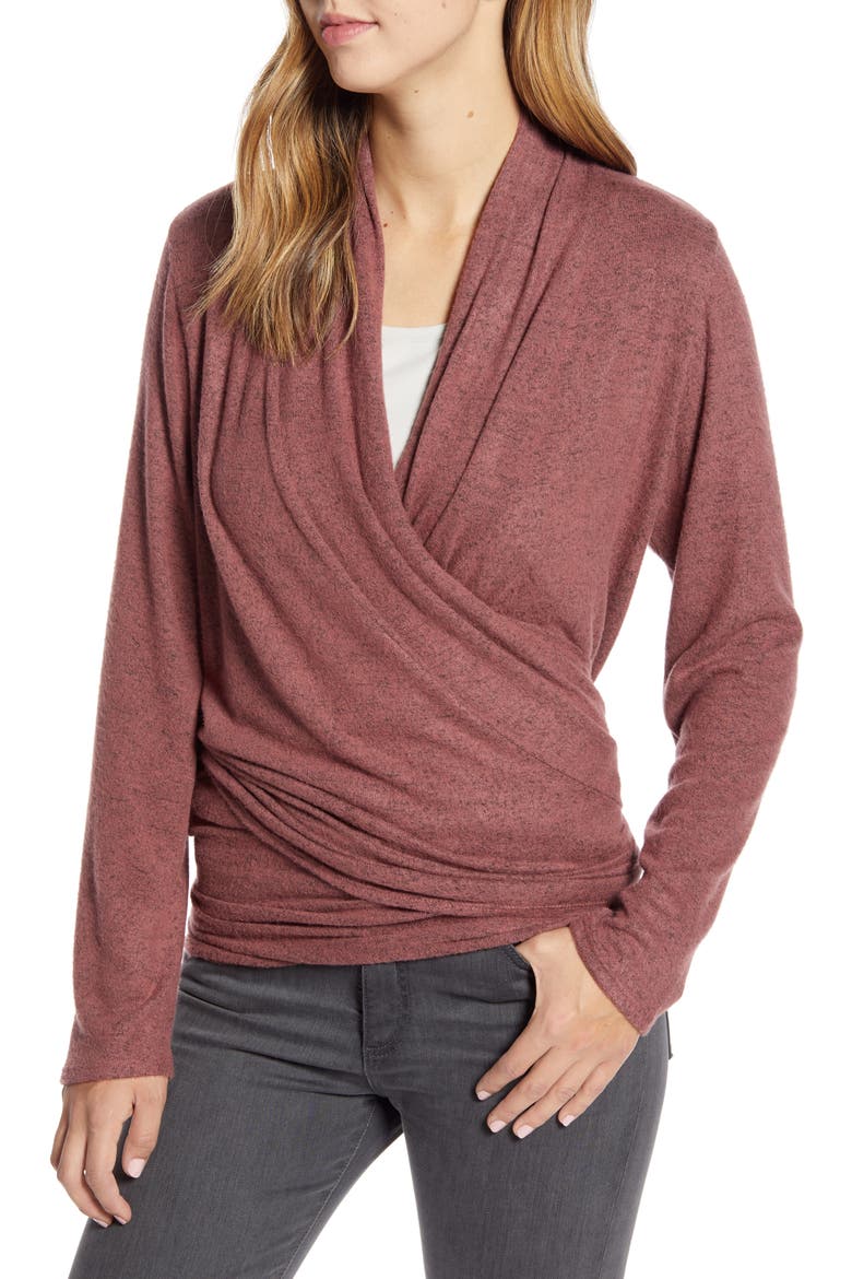 Drape Tie Front Cardigan, Alternate, color, RAISIN