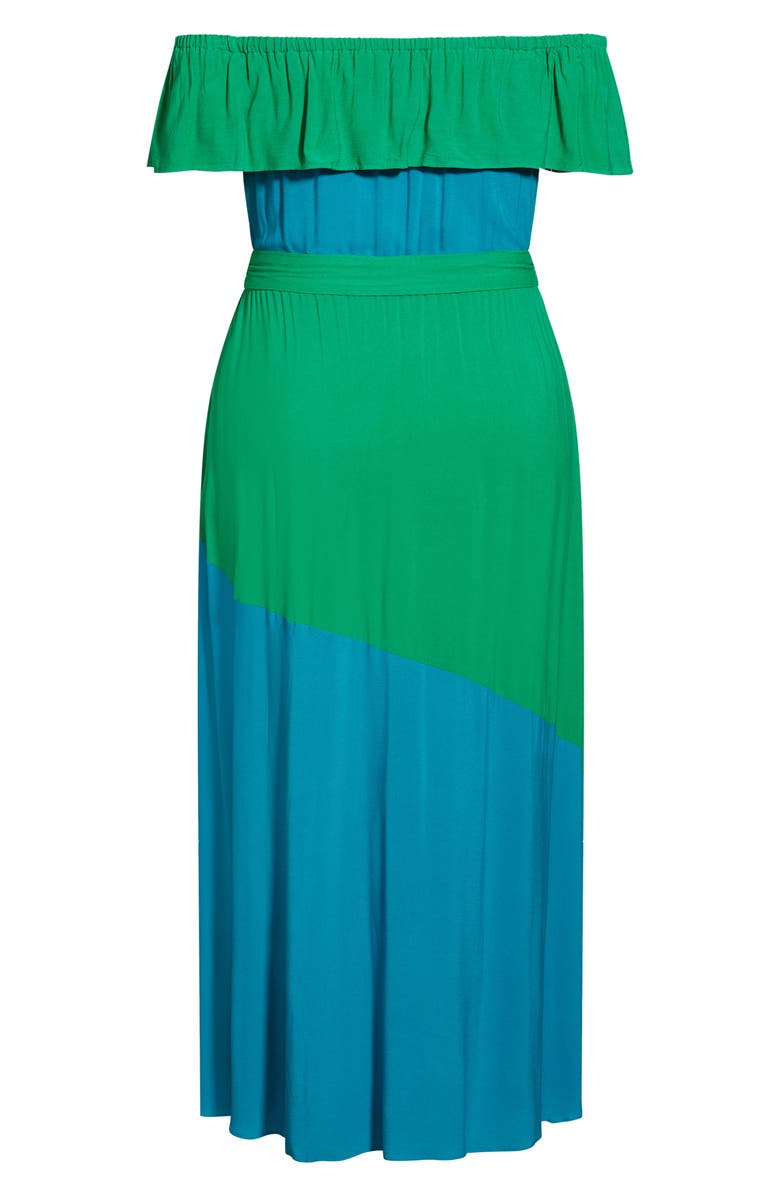 City Chic Colorburst Off the Shoulder Maxi Dress, Alternate, color,