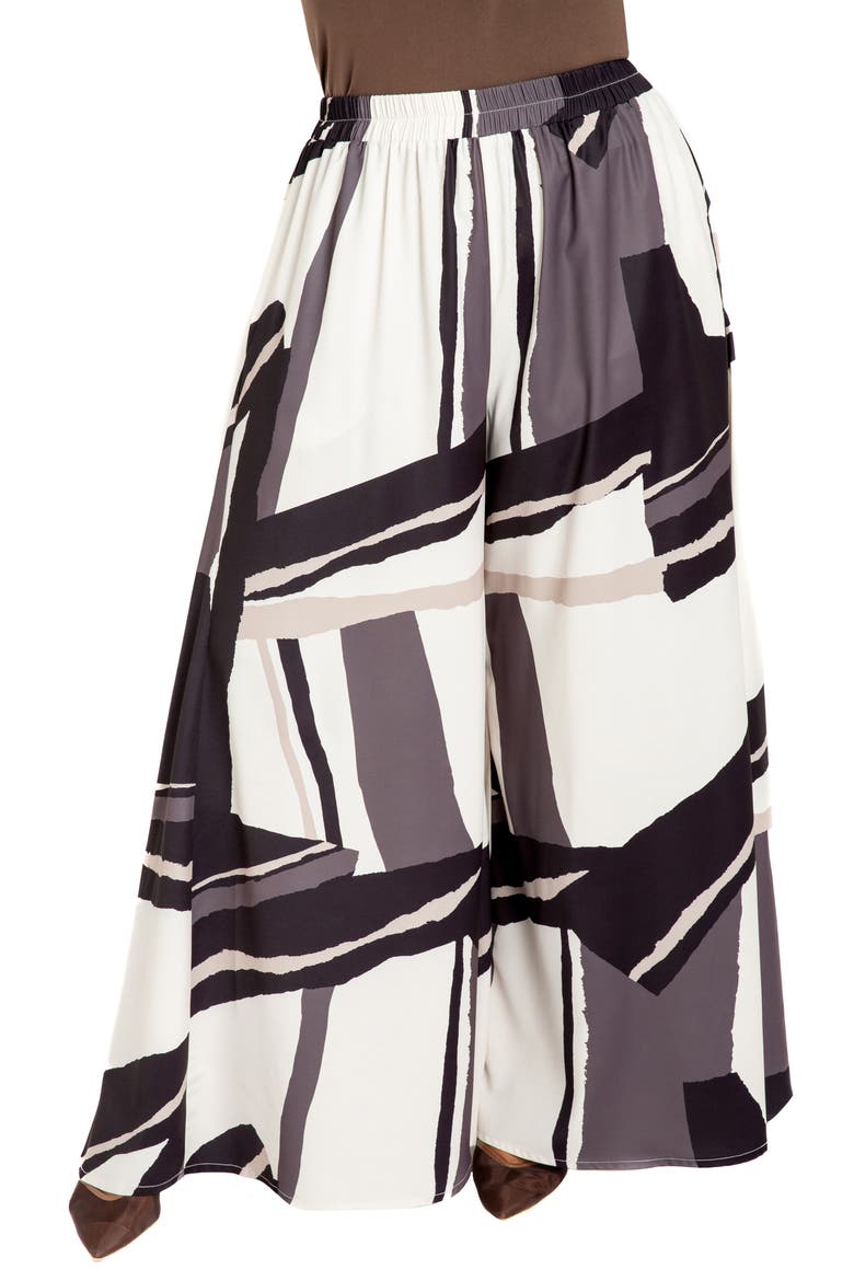 Geometric Print High Waist Palazzo Pants, Main, color, BEIGE MULTI