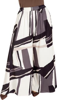 BUXOM COUTURE Geometric Print High Waist Palazzo Pants