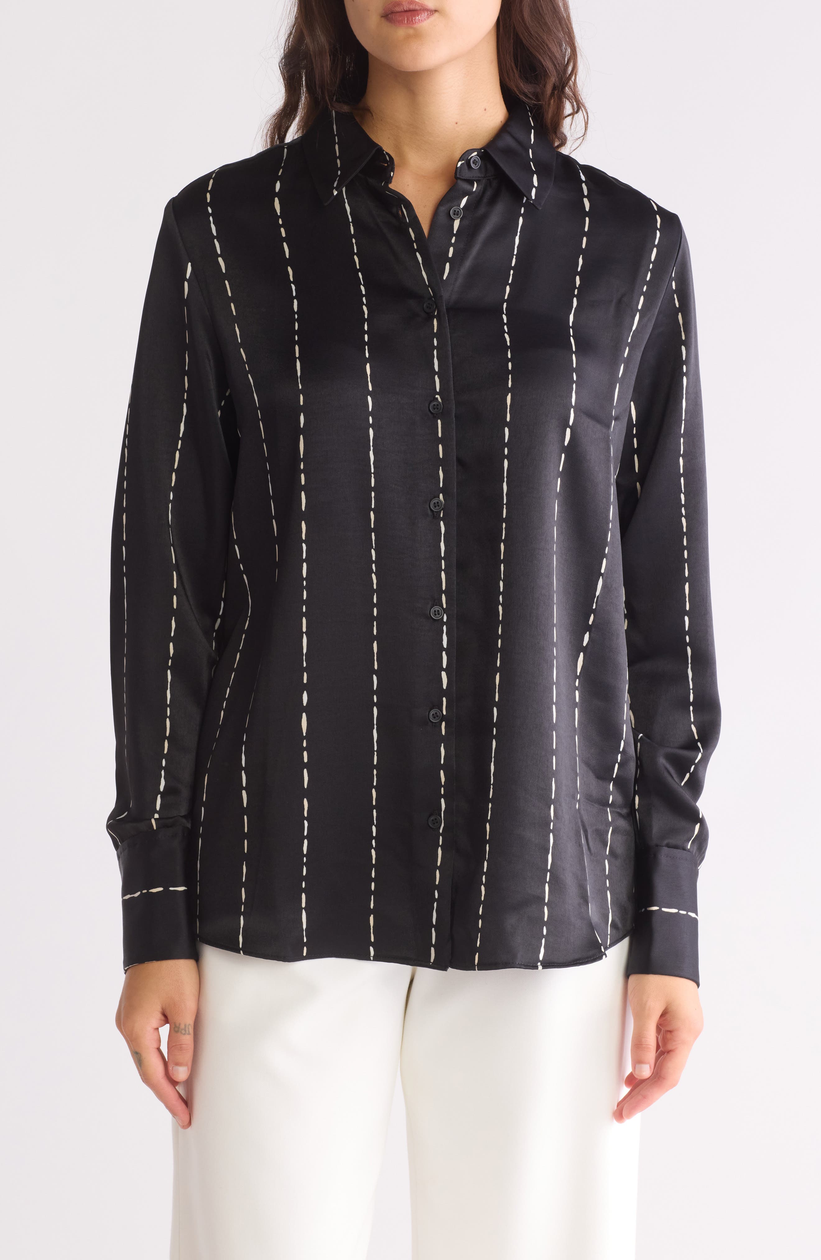 NORDSTROM RACK Satin Long Sleeve Button-Up Shirt