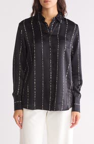 NORDSTROM RACK Satin Long Sleeve Button-Up Shirt