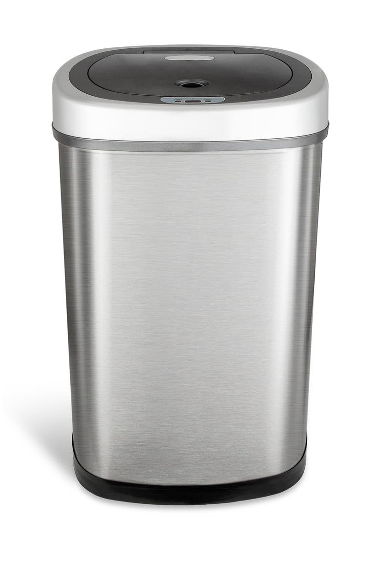 NINESTARS 50L SENSOR TRASH CAN, Main, color, Silver Black