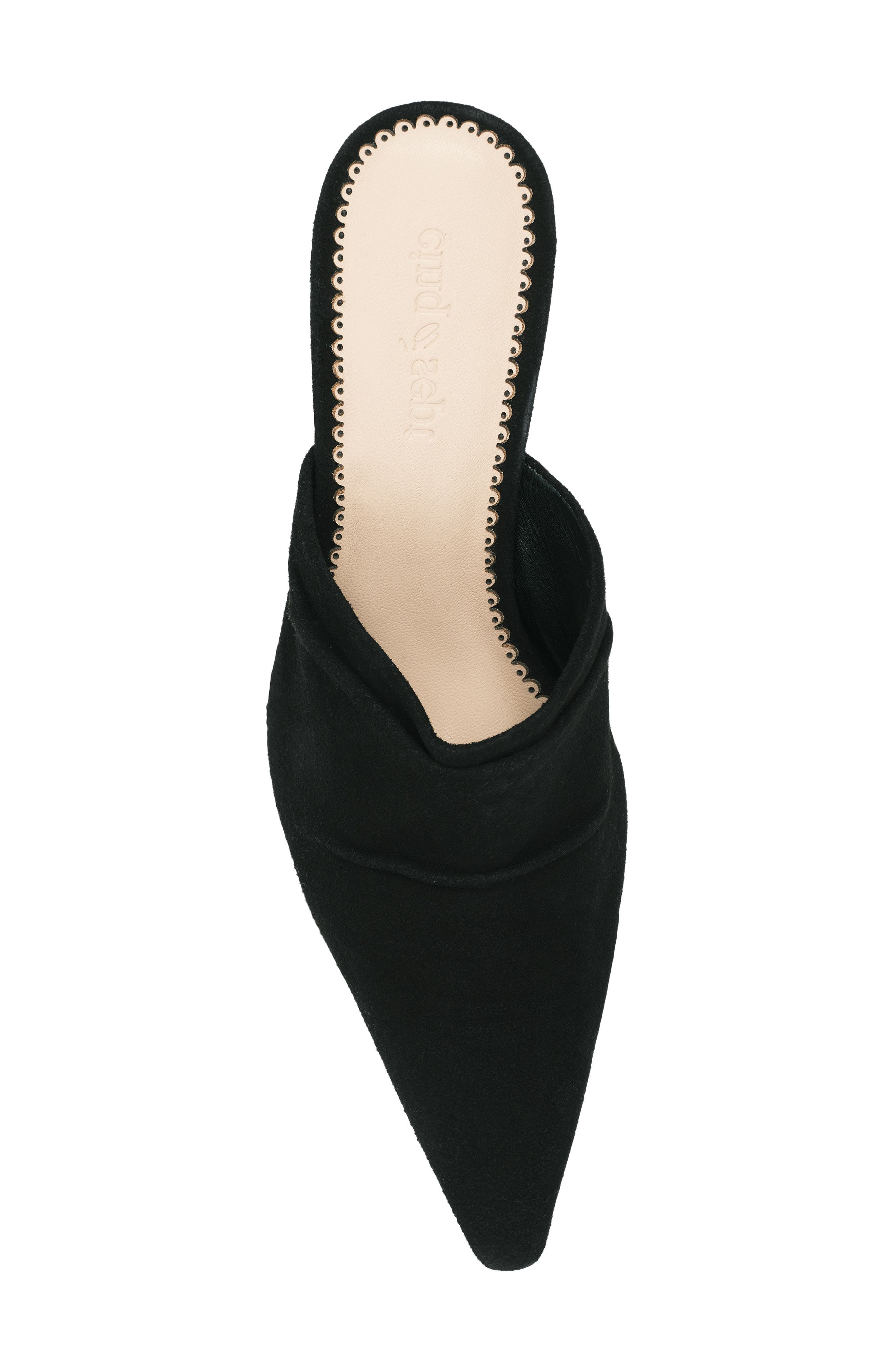 Sonia Suede Curved Wedge Mule, Alternate, color, BLACK