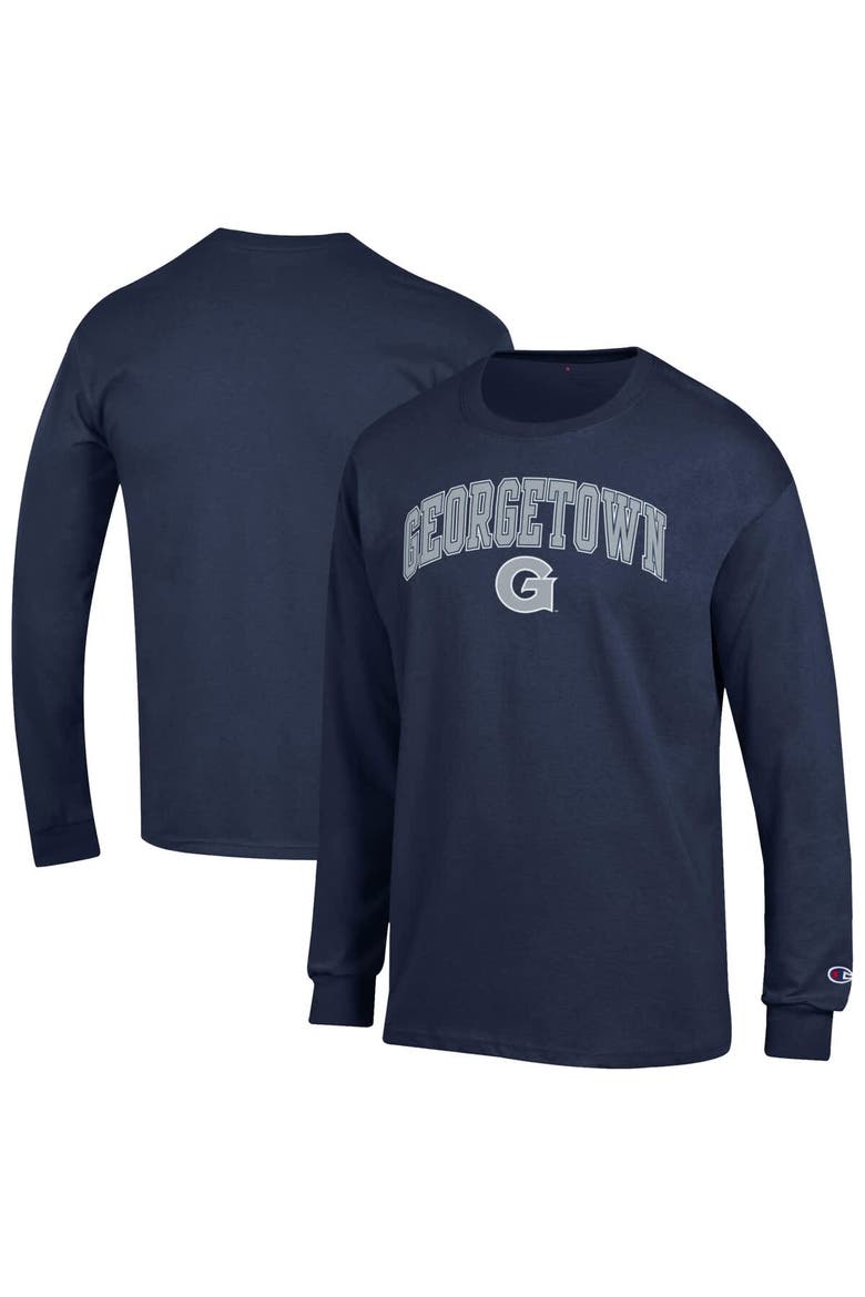 Men's Champion  Navy Georgetown Hoyas Arch Over Logo Long Sleeve T-Shirt, Main, color, Navy