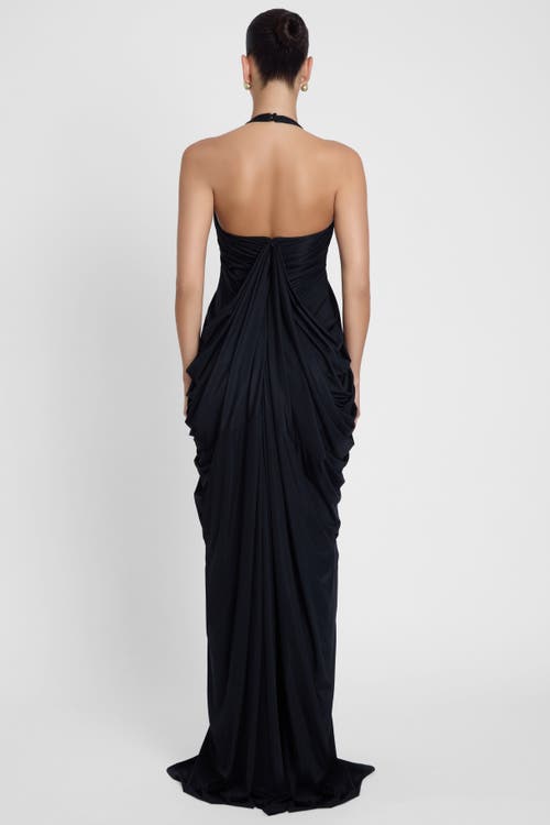 Leau Cascade Drape Gown In Black